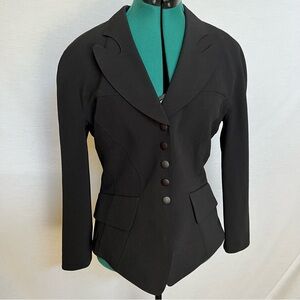 Vintage Black Women's Western Wool Blend Jacket with Fancy Lapels